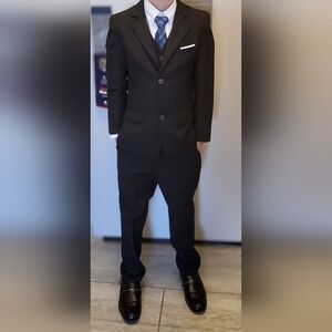 Boys Size 8 Black Suit adjustable waist